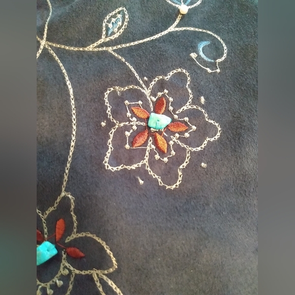 White Stag Womens Size 18.5X22 Inch Velvet Vest Embroidered Lined Blue/Red - Picture 14 of 16